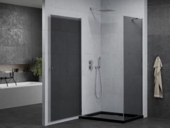 MEXEN/S - Pretória sprchovací kút 70x80, grafit, chróm + sprchová vanička vrátane sifónu 852-070-080-01-40-4070