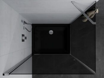 MEXEN/S - Pretória sprchovací kút 70x80, grafit, chróm + sprchová vanička vrátane sifónu 852-070-080-01-40-4070
