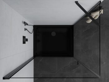 MEXEN/S - Pretória sprchovací kút 70x80, transparent, čierna + sprchová vanička vrátane sifónu 852-070-080-70-00-4070B