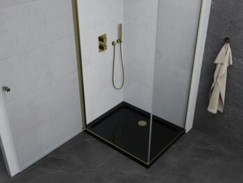 MEXEN/S - Pretória sprchovací kút 70x80, transparent, zlatá + sprchová vanička vrátane sifónu 852-070-080-50-00-4070G