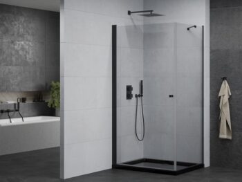 MEXEN/S - Pretória sprchovací kút 80x110, transparent, čierna + sprchová vanička vrátane sifónu 852-080-110-70-00-4070B