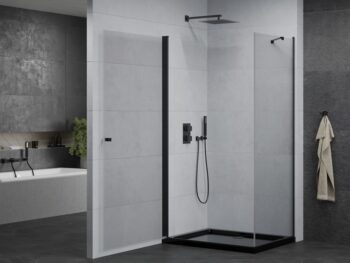 MEXEN/S - Pretória sprchovací kút 80x70, transparent, čierna + sprchová vanička vrátane sifónu 852-080-070-70-00-4070B