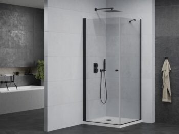 MEXEN/S - Pretória sprchovací kút 80x80, transparent, čierna + sprchová vanička vrátane sifónu 852-080-080-70-00-4010B