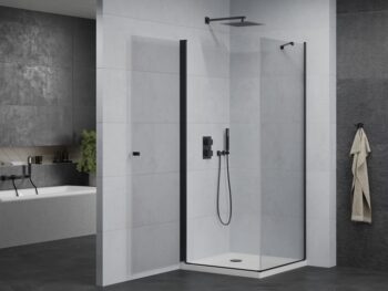 MEXEN/S - Pretória sprchovací kút 80x80, transparent, čierna + sprchová vanička vrátane sifónu 852-080-080-70-00-4010B