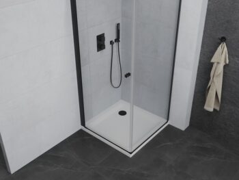 MEXEN/S - Pretória sprchovací kút 80x80, transparent, čierna + sprchová vanička vrátane sifónu 852-080-080-70-00-4010B