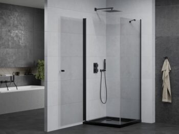 MEXEN/S - Pretória sprchovací kút 80x80, transparent, čierna + sprchová vanička vrátane sifónu 852-080-080-70-00-4070B