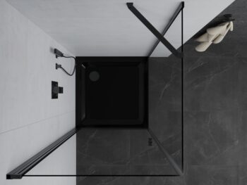 MEXEN/S - Pretória sprchovací kút 80x80, transparent, čierna + sprchová vanička vrátane sifónu 852-080-080-70-00-4070B