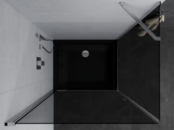 MEXEN/S - Pretória sprchovací kút 80x90, grafit, chróm + sprchová vanička vrátane sifónu 852-080-090-01-40-4070