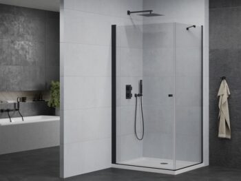 MEXEN/S - Pretória sprchovací kút 80x90, transparent, čierna + sprchová vanička vrátane sifónu 852-080-090-70-00-4010B