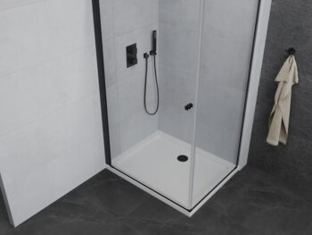 MEXEN/S - Pretória sprchovací kút 80x90, transparent, čierna + sprchová vanička vrátane sifónu 852-080-090-70-00-4010B