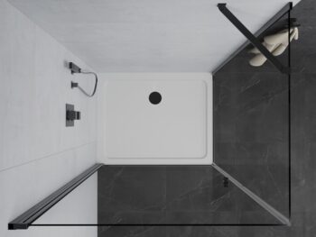MEXEN/S - Pretória sprchovací kút 80x90, transparent, čierna + sprchová vanička vrátane sifónu 852-080-090-70-00-4010B