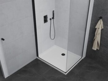 MEXEN/S - Pretória sprchovací kút 80x90, transparent, čierna + sprchová vanička vrátane sifónu 852-080-090-70-00-4010B