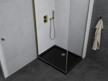 MEXEN/S - Pretória sprchovací kút 80x90, transparent, zlatá + sprchová vanička vrátane sifónu 852-080-090-50-00-4070G