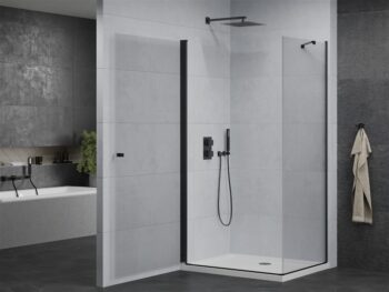 MEXEN/S - Pretória sprchovací kút 90x100, transparent, čierna + sprchová vanička vrátane sifónu 852-090-100-70-00-4010B