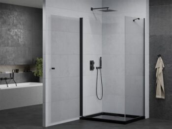 MEXEN/S - Pretória sprchovací kút 90x110, transparent, čierna + sprchová vanička vrátane sifónu 852-090-110-70-00-4070B