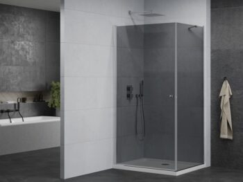 MEXEN/S - Pretória sprchovací kút 90x70, grafit, chróm + sprchová vanička vrátane sifónu 852-090-070-01-40-4010