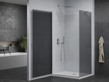 MEXEN/S - Pretória sprchovací kút 90x70, grafit, chróm + sprchová vanička vrátane sifónu 852-090-070-01-40-4010