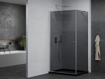 MEXEN/S - Pretória sprchovací kút 90x80, grafit, chróm + sprchová vanička vrátane sifónu 852-090-080-01-40-4070