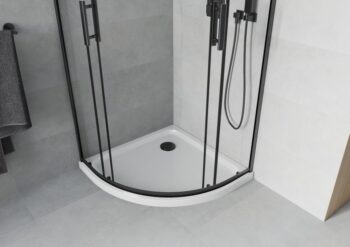 MEXEN/S - Rio Sprchovací kút 80 x 80, transparent, čierny + vanička vrátane sifónu 863-080-080-70-00-4110B