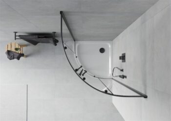 MEXEN/S - Rio Sprchovací kút 80 x 80, transparent, čierny + vanička vrátane sifónu 863-080-080-70-00-4110B