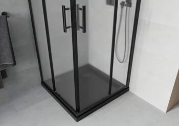 MEXEN/S - Rio sprchovací kút 70x70, dekor, čierna + vanička so sifónom 860-070-070-70-30-4070B