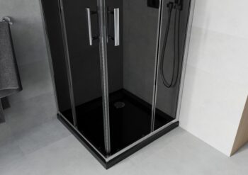MEXEN/S - Rio sprchovací kút 70x70, grafit, chróm + vanička so sifónom 860-070-070-01-40-4070