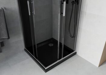 MEXEN/S - Rio sprchovací kút 70x70, grafit, chróm + vanička so sifónom 860-070-070-01-40-4070