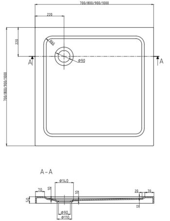MEXEN/S - Rio sprchovací kút 70x70, grafit, zlato + vanička so sifónom 860-070-070-50-40-4070G