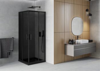 MEXEN/S - Rio sprchovací kút 80x80, grafit, čierna + vanička so sifónom 860-080-080-70-40-4070B