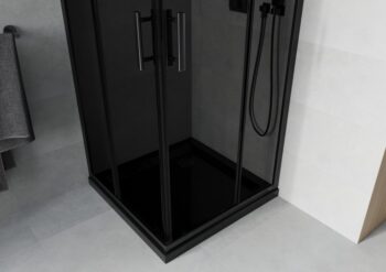 MEXEN/S - Rio sprchovací kút 80x80, grafit, čierna + vanička so sifónom 860-080-080-70-40-4070B