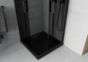 MEXEN/S - Rio sprchovací kút 80x80, grafit, čierna + vanička so sifónom 860-080-080-70-40-4070B