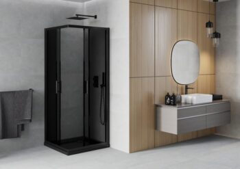 MEXEN/S - Rio sprchovací kút 90x90, grafit, čierna + vanička so sifónom 860-090-090-70-40-4070B