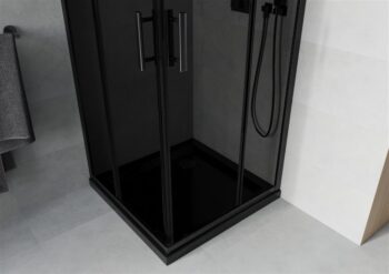 MEXEN/S - Rio sprchovací kút 90x90, grafit, čierna + vanička so sifónom 860-090-090-70-40-4070B