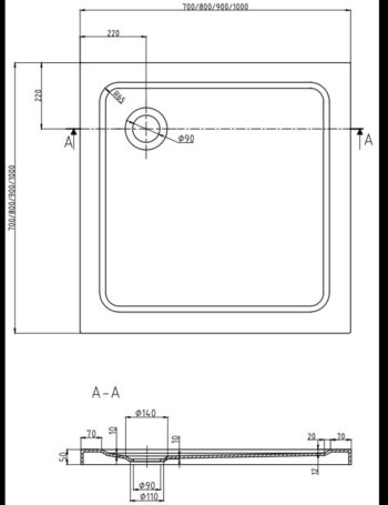 MEXEN/S - Rio sprchovací kút 90x90, grafit, čierna + vanička so sifónom 860-090-090-70-40-4070B