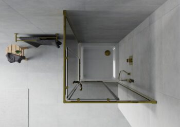 MEXEN/S - Rio sprchovací kút štvorec 70x70, grafit, zlatá + biela vanička so sifónom 860-070-070-50-40-4010G