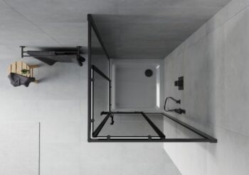 MEXEN/S - Rio sprchovací kút štvorec 90x90, grafit, čierna + biela vanička so sifónom 860-090-090-70-40-4010B