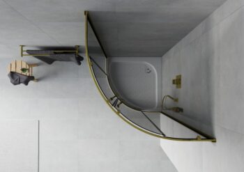 MEXEN/S - Rio sprchovací kút štvrťkruh 90 x 90, grafit, zlatá + vanička Rio, biela - 863-090-090-50-40-4710 863-090-090-50-0-4710