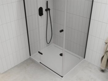 MEXEN/S - Roma sprchovací kút 100x110, transparent, čierna + biela vanička so sifónom 854-100-110-70-00-4010B