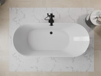 MEXEN/S - Roxy voľne stojaca vaňa 180 x 85, biela/čierna, sifón a prepad čierna 51201808575-70