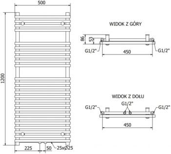 MEXEN/S - Sol radiátor + vykurovacia tyč 1200 x 500 mm, 600 W, čierna W125-1200-500-2600-70