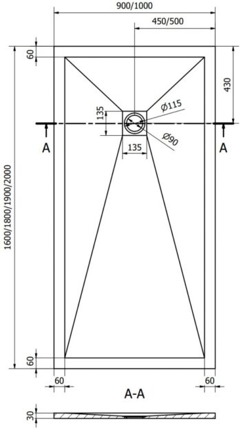 MEXEN/S - Stone+ obdélníková sprchová vanička 200 x 100, biela, mriežka zlatá 44101020-G