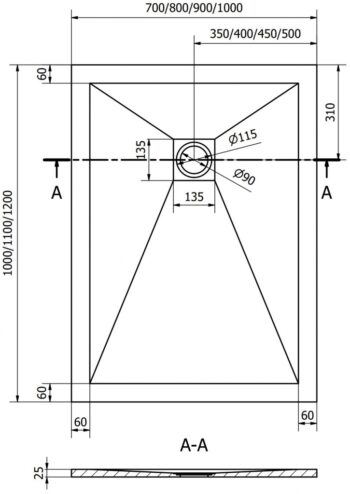 MEXEN/S - Stone+ obdĺžniková sprchová vanička 120 x 70, biela, mriežka zlatá 44107012-G