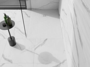 MEXEN/S - Stone+ obdĺžniková sprchová vanička 140 x 90, biela, mriežka biela 44109014-W