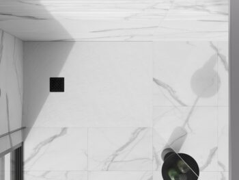 MEXEN/S - Stone+ obdĺžniková sprchová vanička 140 x 90, biela, mriežka čierna 44109014-B