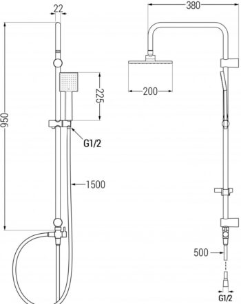 MEXEN/S - Tord sprchový stĺp vrátane sprchovej termostatickej batérie Kai, chróm 77900200-00