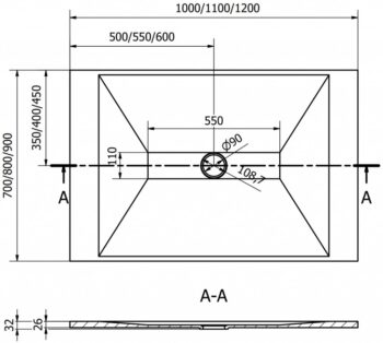 MEXEN/S - Toro obdĺžniková sprchová vanička SMC 120 x 70, biela, mriežka zlatá 43107012-G