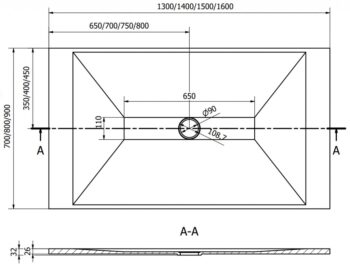 MEXEN/S - Toro obdĺžniková sprchová vanička SMC 130 x 70, biela, mriežka zlatá 43107013-G