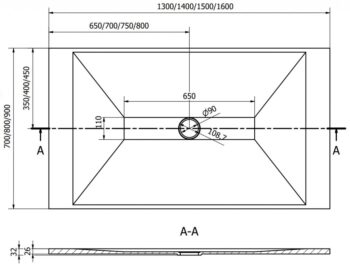 MEXEN/S - Toro obdĺžniková sprchová vanička SMC 160 x 70, biela, mriežka zlatá 43107016-G
