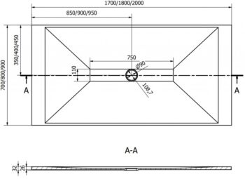 MEXEN/S - Toro obdĺžniková sprchová vanička SMC 170 x 70, biela, mriežka zlatá 43107017-G
