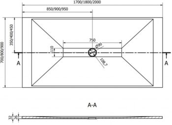 MEXEN/S - Toro obdĺžniková sprchová vanička SMC 200 x 90, biela, mriežka čierna 43109020-B